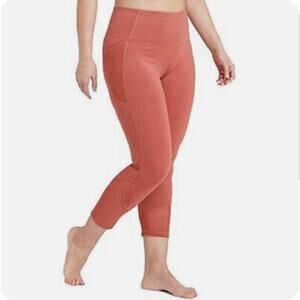 All in Motion Womens Contour High Waisted 21" Capri Leggings Burnt Orange XS